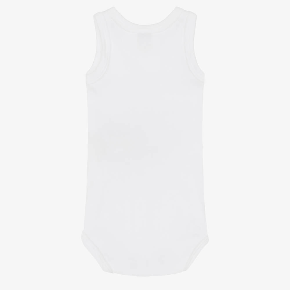 Petit Bateau-White Cotton Sleeveless Bodyvests (2 Pack) | Childrensalon