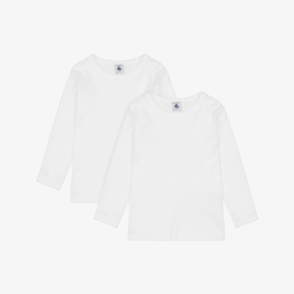 Petit Bateau-توب فيست قطن عضوي لون أبيض (عدد 2) | Childrensalon