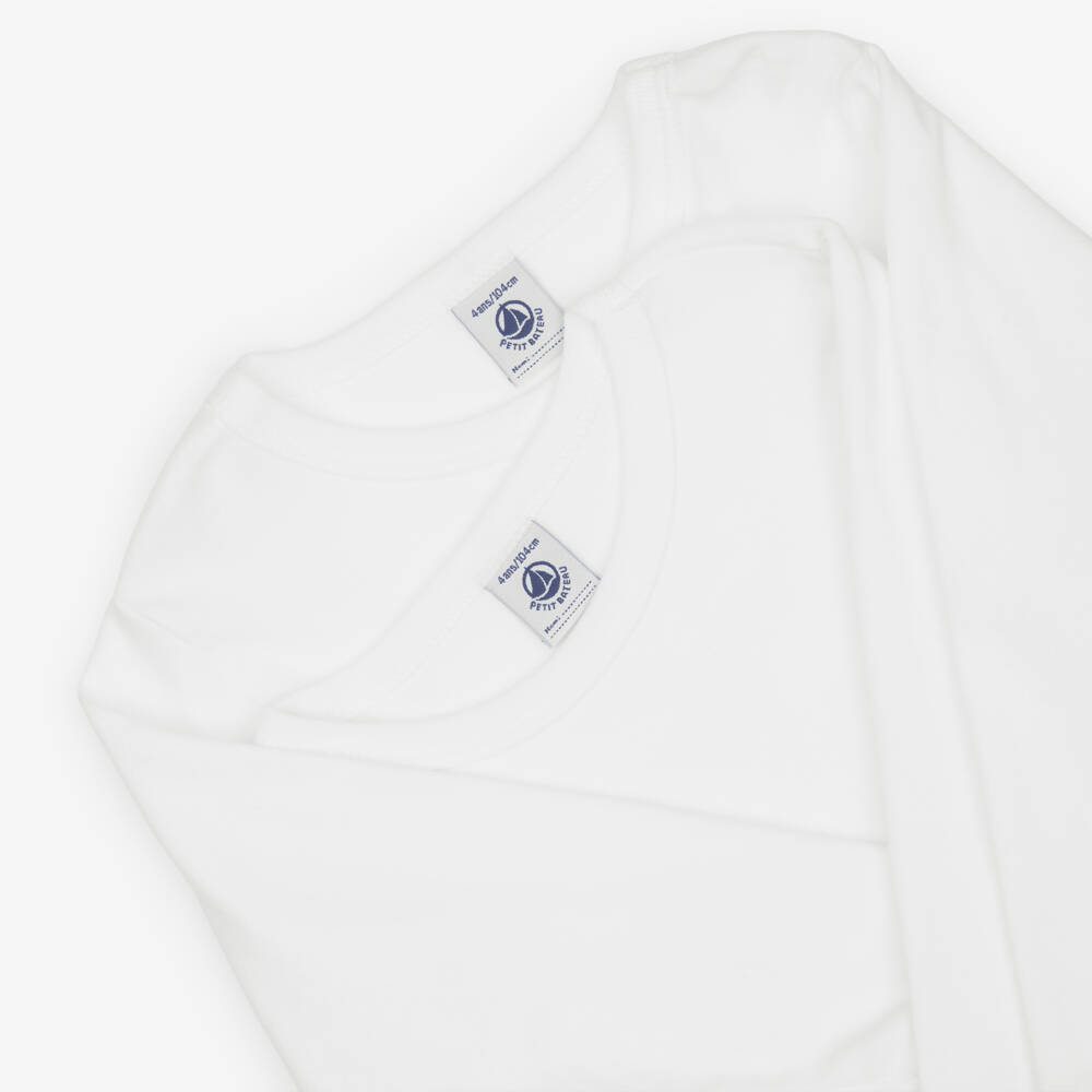 Petit Bateau-توب فيست قطن عضوي لون أبيض (عدد 2) | Childrensalon