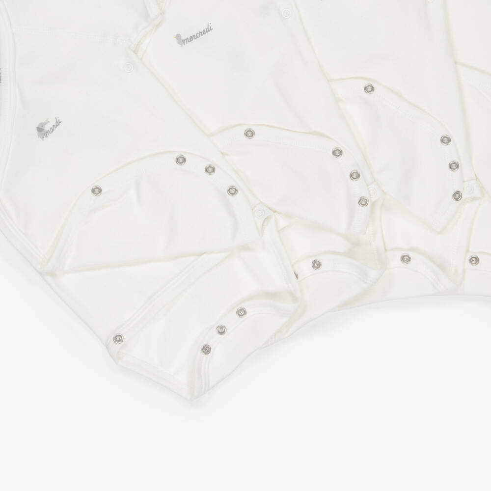 Petit Bateau-White Weekday Bodyvests (5 Pack) | Childrensalon