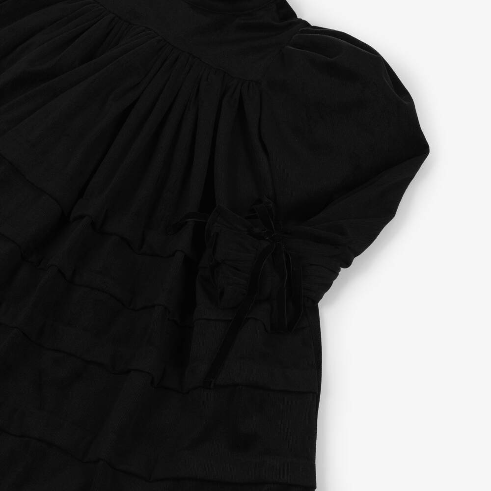 Petite Amalie-Girls Black Needlecord Long Sleeve Dress | Childrensalon