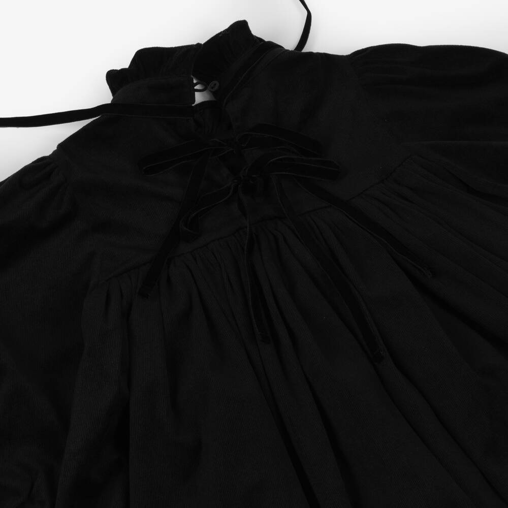 Petite Amalie-Girls Black Needlecord Long Sleeve Dress | Childrensalon
