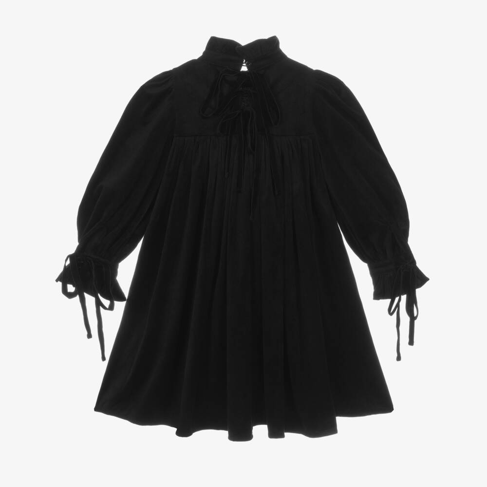 Petite Amalie-Girls Black Needlecord Long Sleeve Dress | Childrensalon