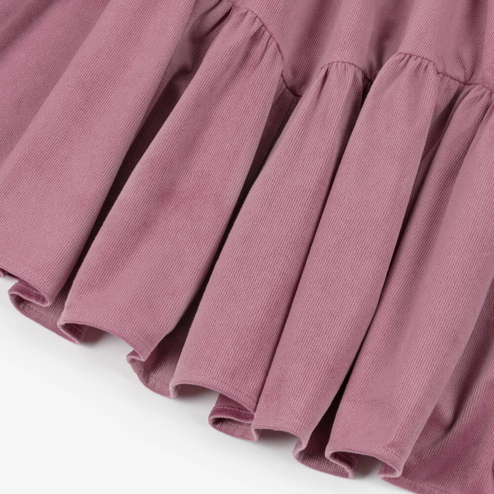 Petite Amalie-Girls Dusk Purple Dress with Ivory Lace Panel | Childrensalon