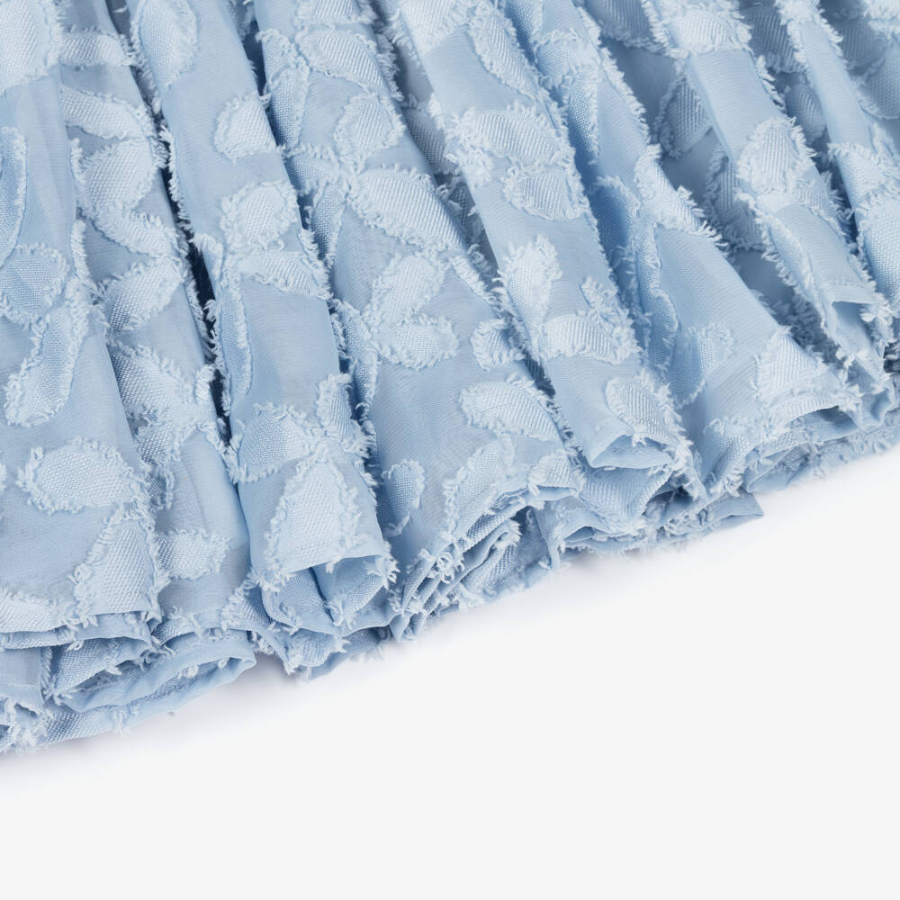 Petite Amalie-Girls Pale Blue Floral Jacquard Dress | Childrensalon