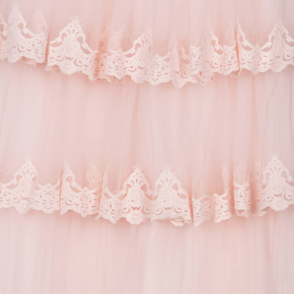 Petite Amalie-Girls Pastel Pink Tiered Tulle Dress  | Childrensalon