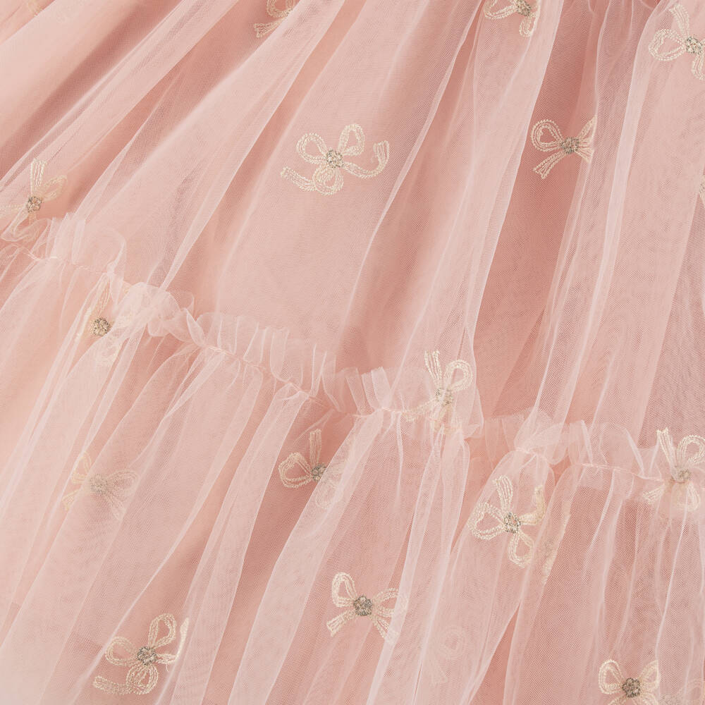 Petite Amalie-Girls Pink Ruffle Tulle Dress & Cape Set | Childrensalon