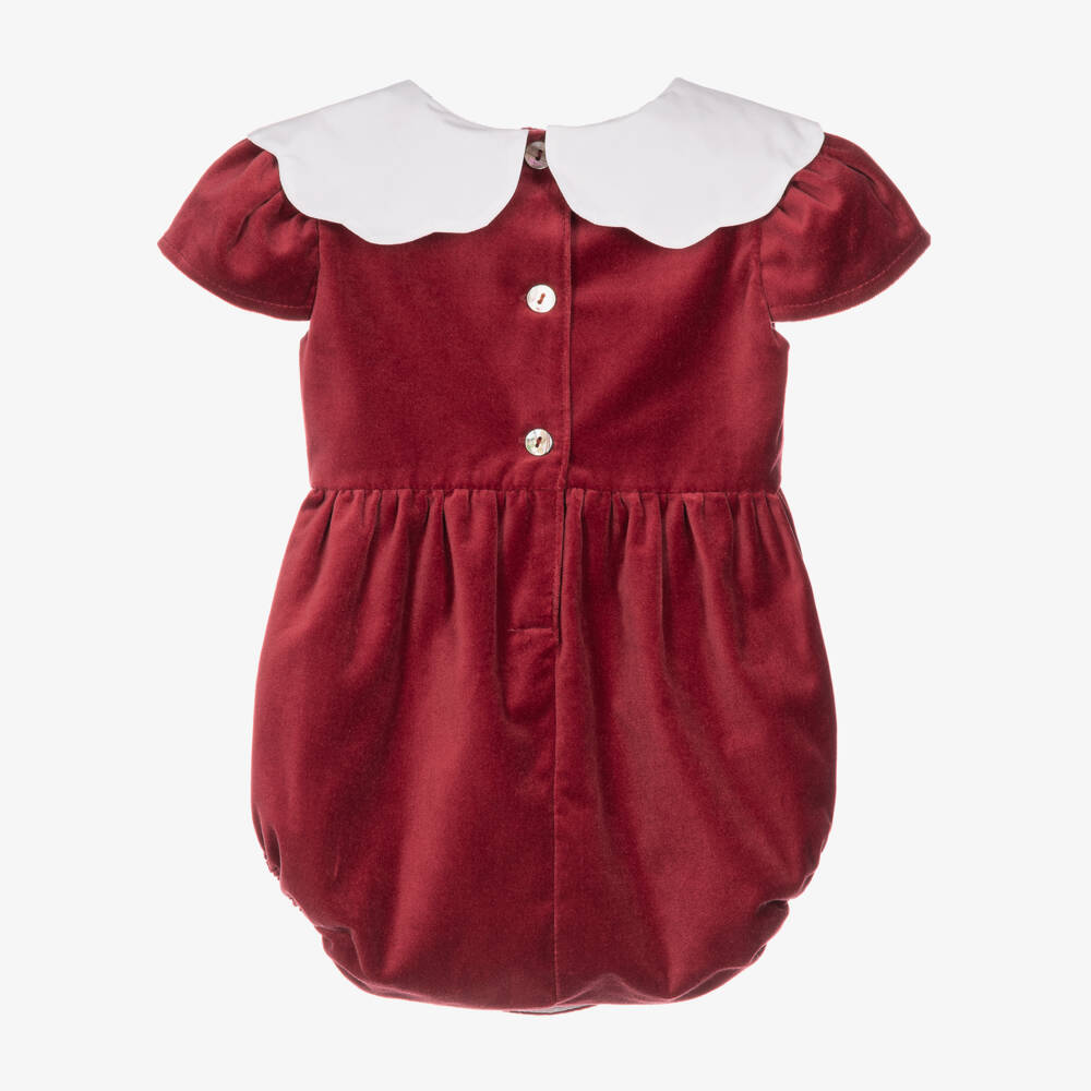 Phi Clothing-Baby Girls Burgundy Velvet Shortie with Black Bow | Childrensalon