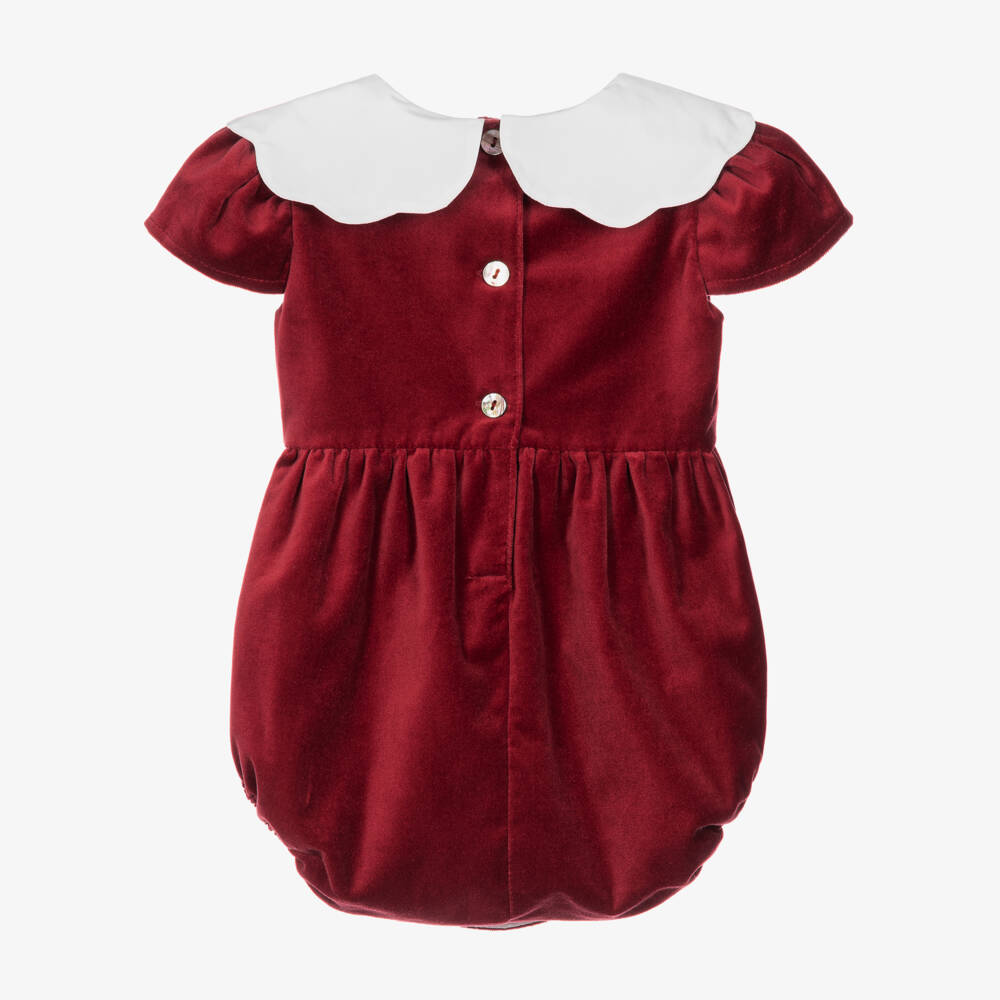 Phi Clothing-Baby Girls Burgundy Velvet Shortie with Black Bow | Childrensalon