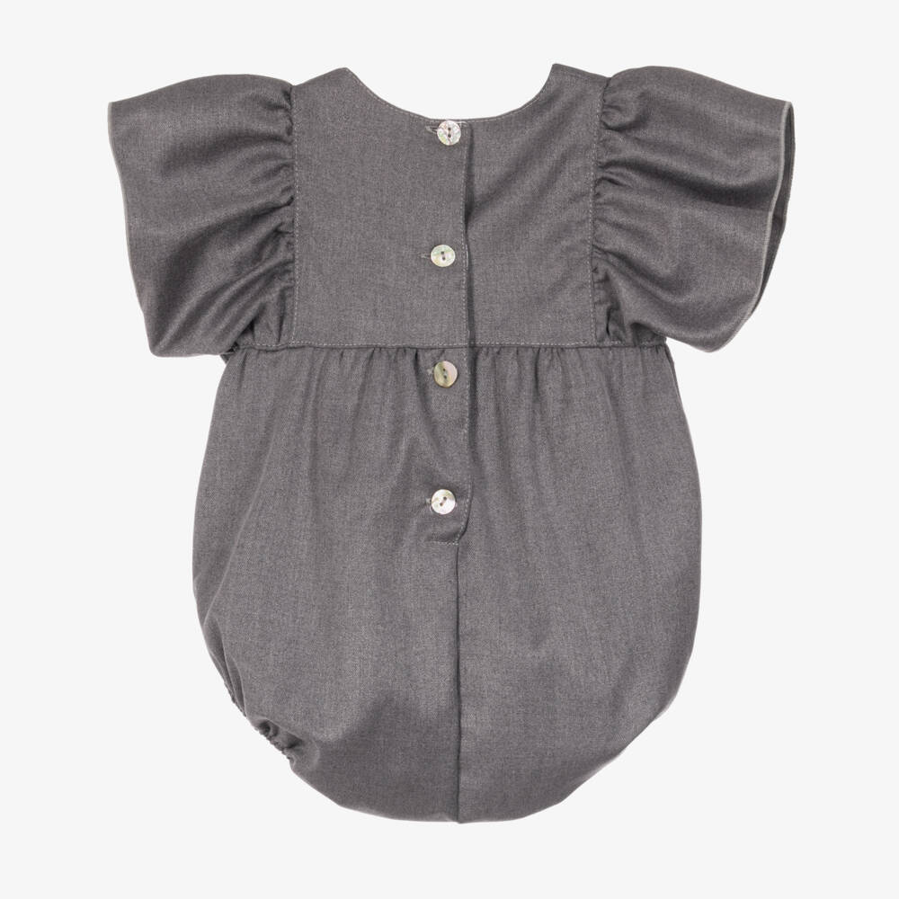 Phi Clothing-Baby Girls Grey Shortie with Burgundy Bows | Childrensalon