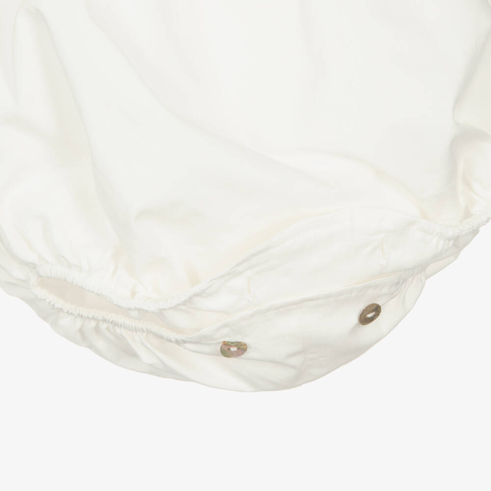 Phi Clothing-Baby Girls Ivory Cotton Lace Ruffle Shortie | Childrensalon