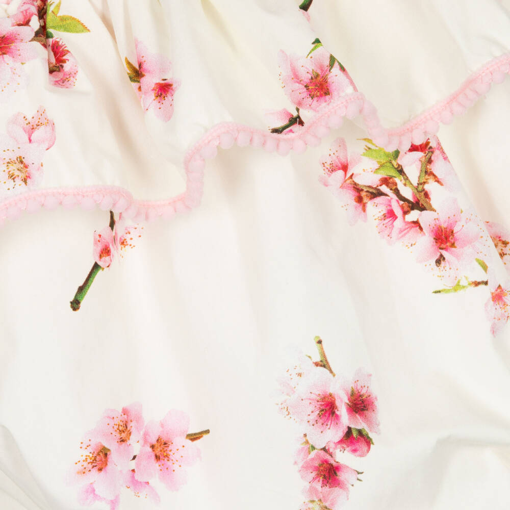 Phi Clothing-Baby Girls Ivory & Pink Floral Shortie with Bows | Childrensalon