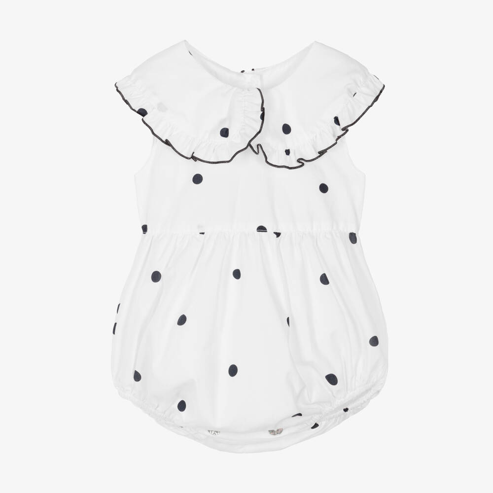 Phi Clothing-Baby Girls Ivory Polka Dot Cotton Shortie | Childrensalon