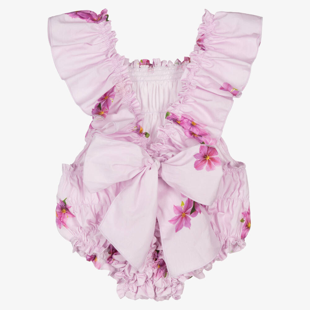 Phi Clothing-Baby Girls Lilac Pink Ruched Cotton Shortie | Childrensalon