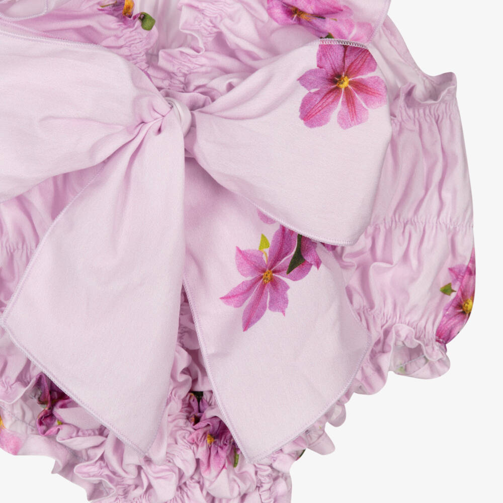 Phi Clothing-Baby Girls Lilac Pink Ruched Cotton Shortie | Childrensalon