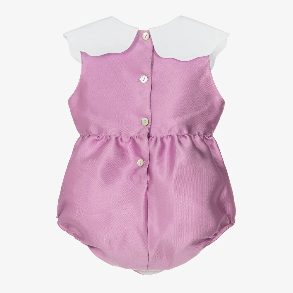 Phi Clothing-Песочник сиреневый из сатина с белым воротником для малышек | Childrensalon