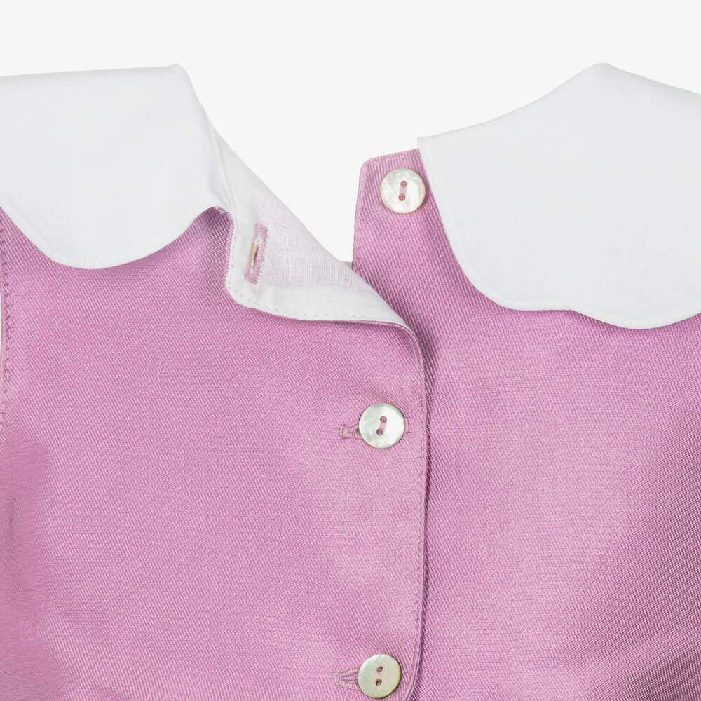 Phi Clothing-Песочник сиреневый из сатина с белым воротником для малышек | Childrensalon
