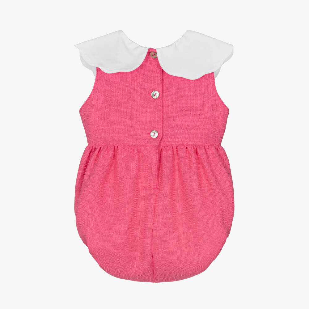 Phi Clothing-Baby Girls Pink Shortie with White Scalloped Collar | Childrensalon