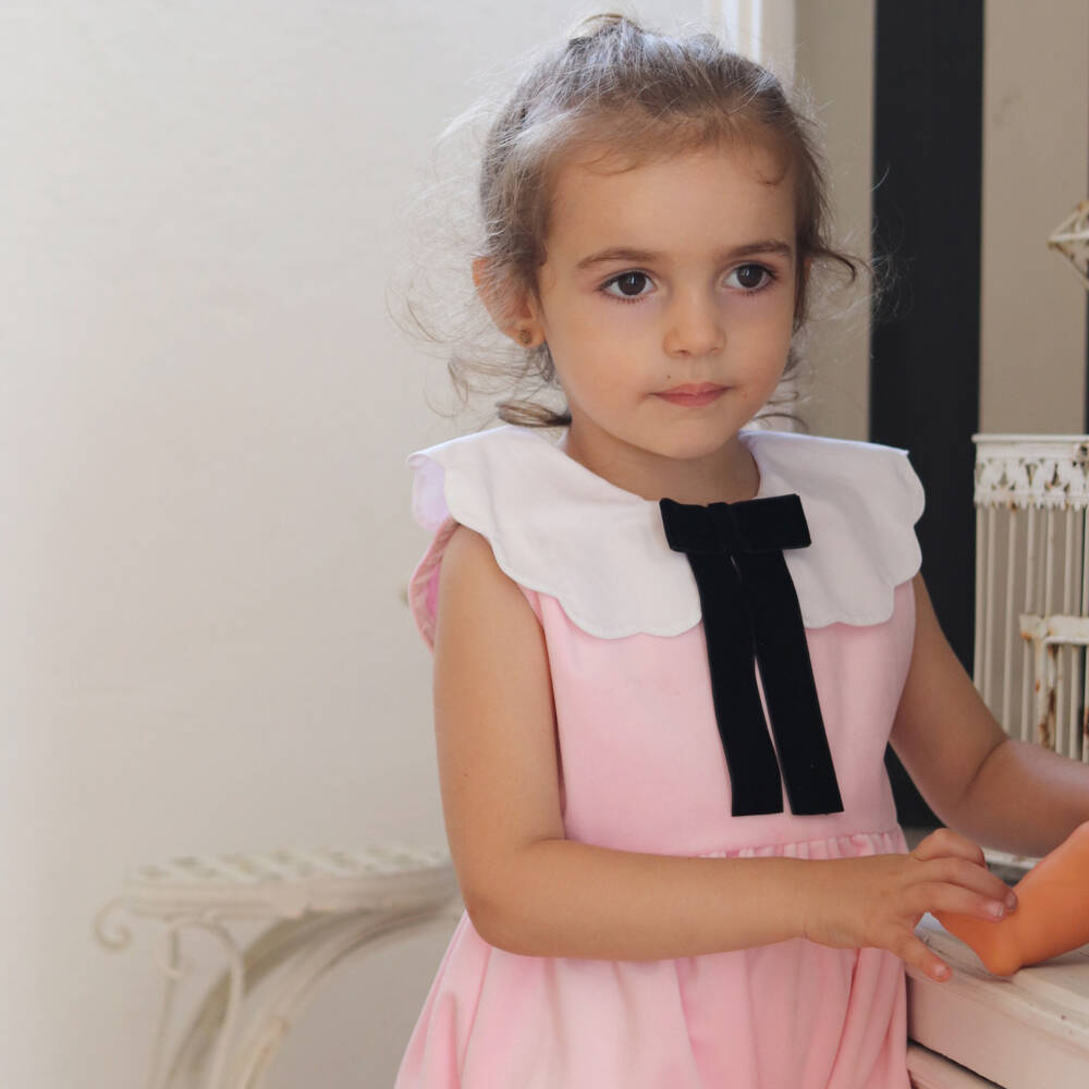 Phi Clothing-Baby Girls Pink Velvet Shortie | Childrensalon