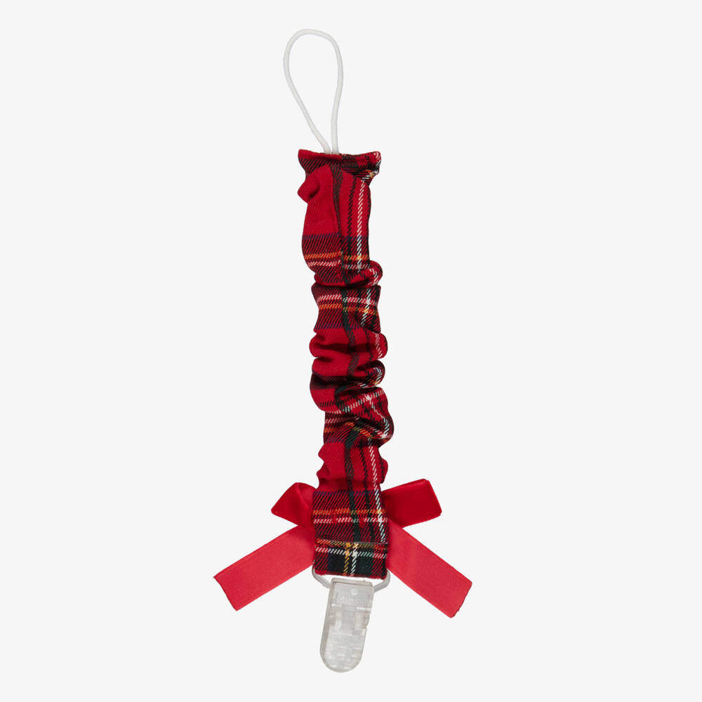 Phi Clothing-Baby Girls Red Tartan Dummy Clip | Childrensalon