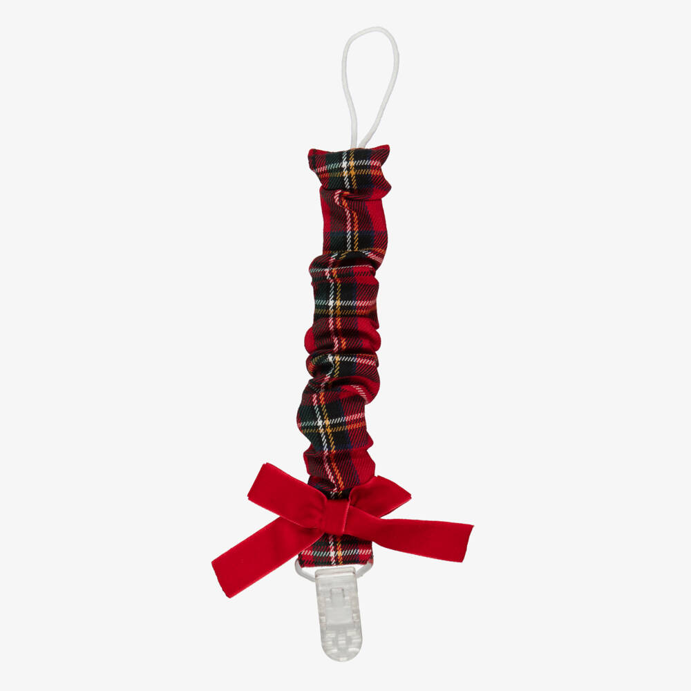 Phi Clothing-Baby Girls Red Tartan Dummy Clip | Childrensalon
