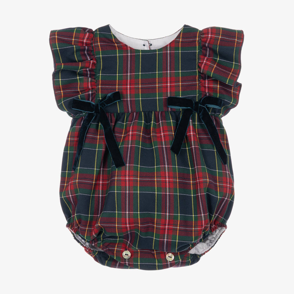 Phi Clothing-Baby Girls Tartan Shortie with Velvet Bows | Childrensalon
