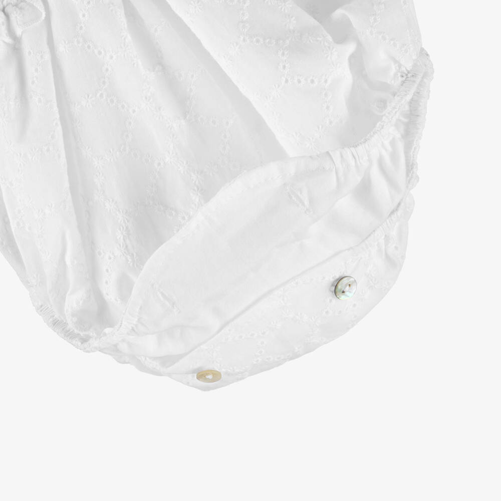 Phi Clothing-Комплект с песочником белый с бродери англез для малышек | Childrensalon