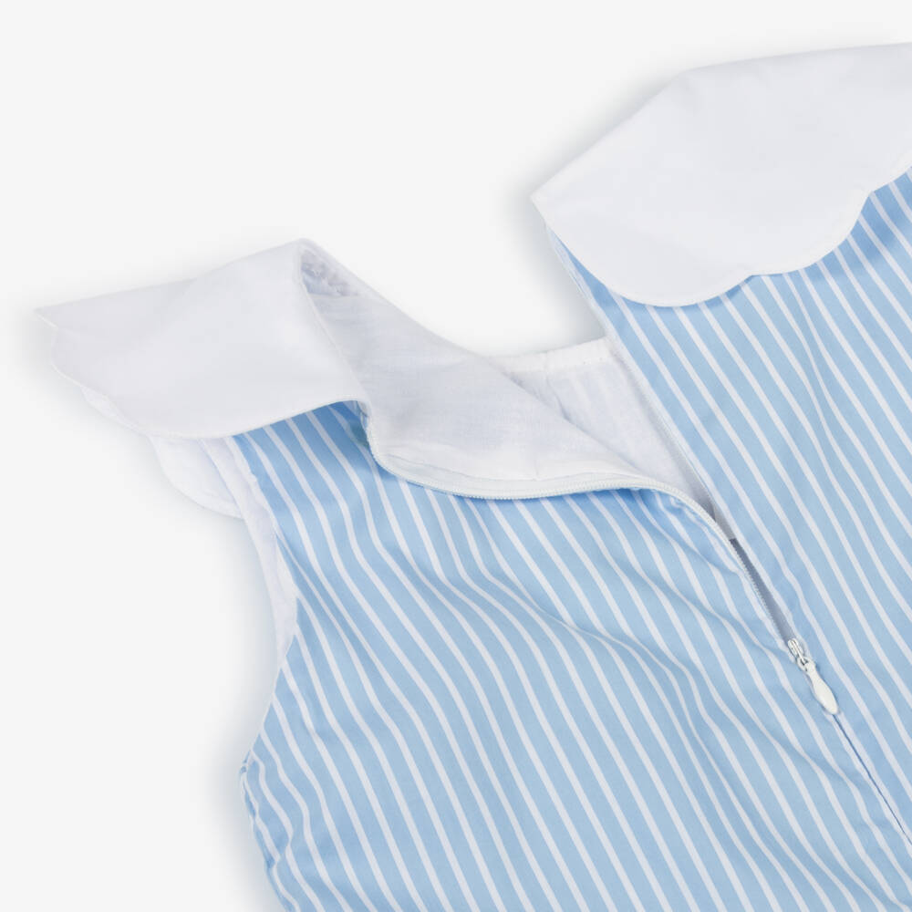 Phi Clothing-Girls Blue Stripe Cotton Dress | Childrensalon