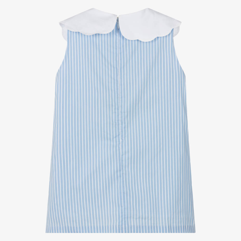 Phi Clothing-Girls Blue Stripe Cotton Dress | Childrensalon