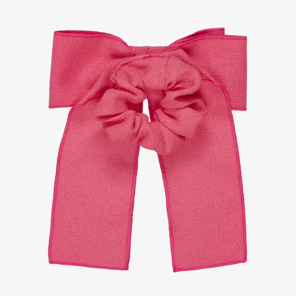 Phi Clothing-Girls Bright Pink Bow Hair Scrunchie (14cm) | Childrensalon