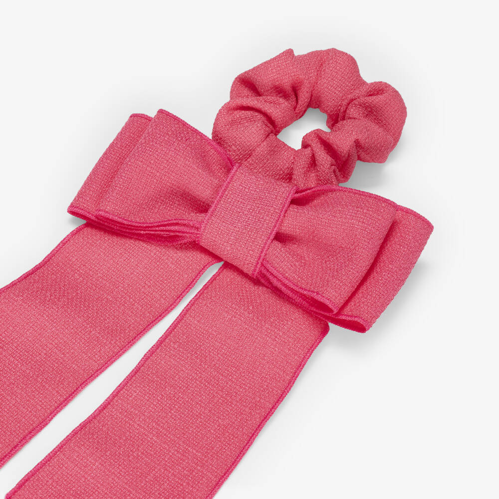 Phi Clothing-Girls Bright Pink Bow Hair Scrunchie (14cm) | Childrensalon