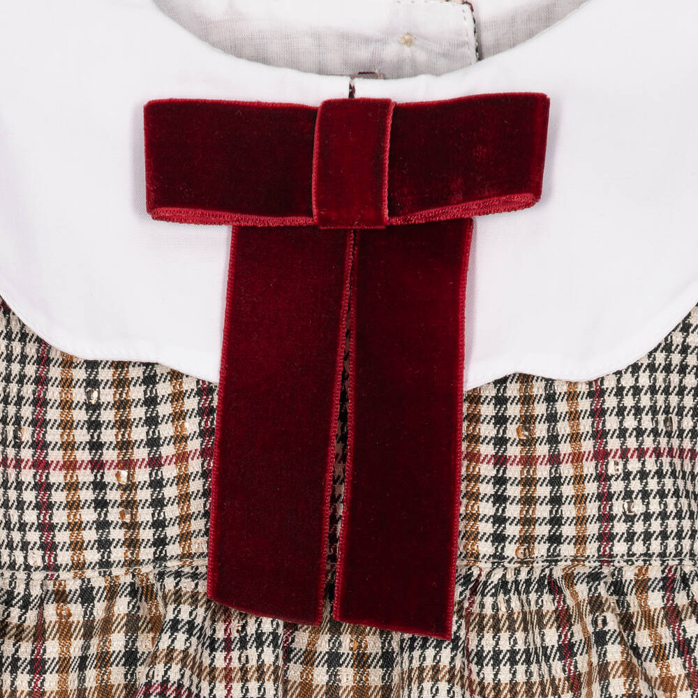 Phi Clothing-Girls Brown & Burgundy Check Shortie | Childrensalon