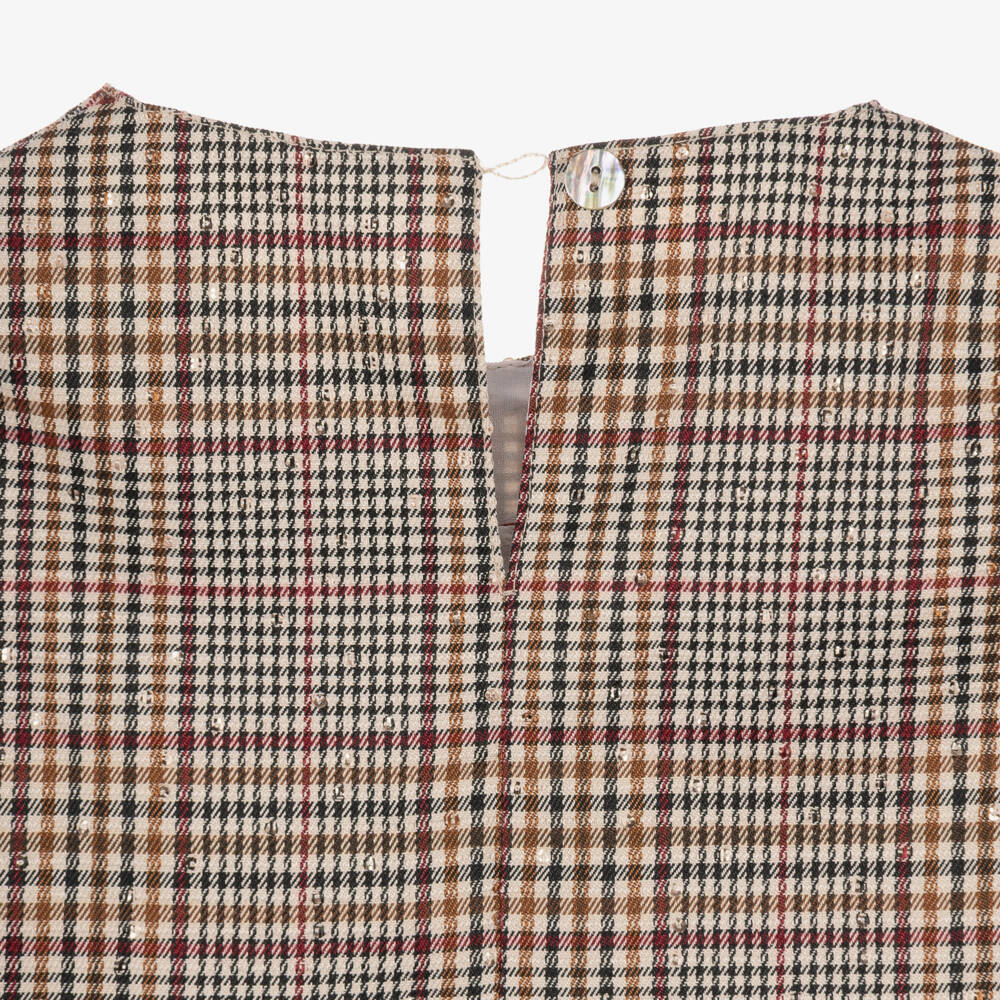 Phi Clothing-Girls Brown & Burgundy Check Skirt Set | Childrensalon