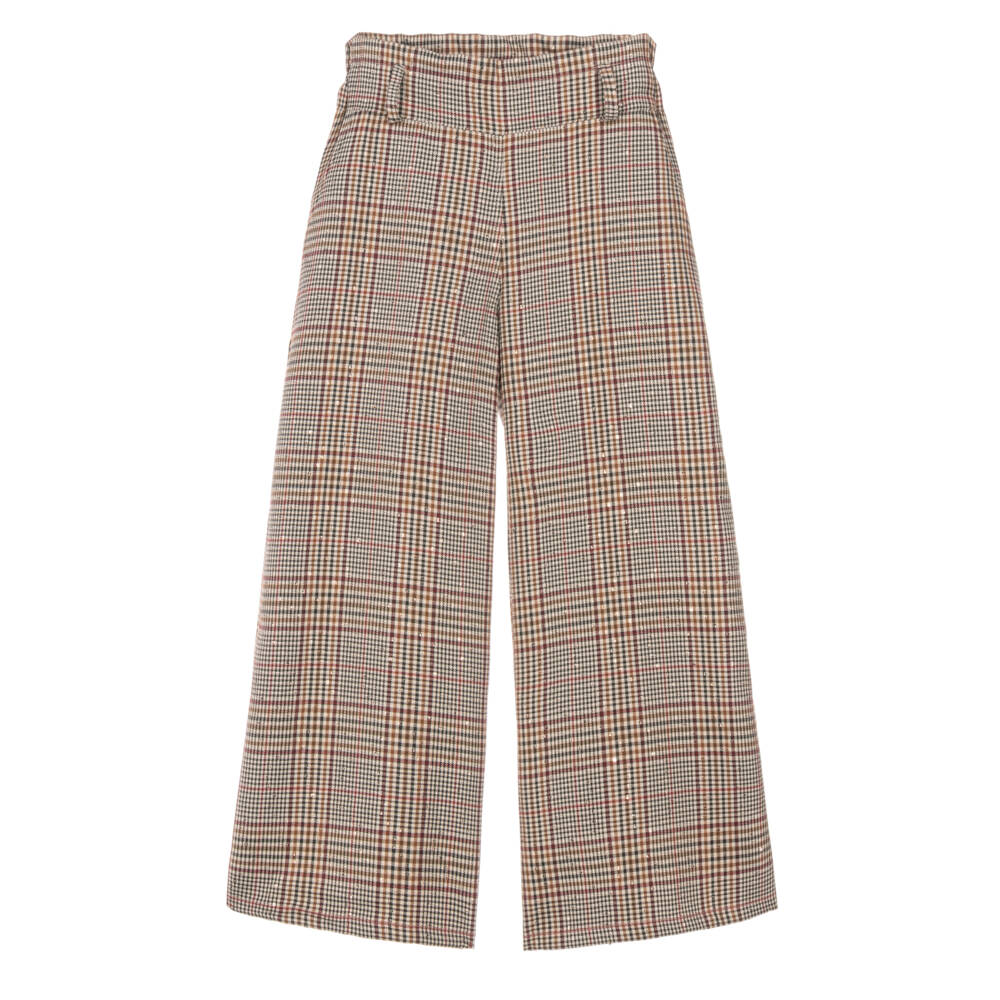 Phi Clothing-Girls Brown & Burgundy Check Trouser Set | Childrensalon