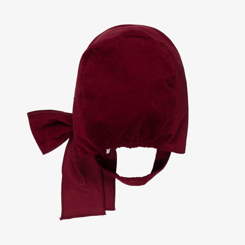 Phi Clothing-Girls Burgundy Red Velvet Bonnet | Childrensalon