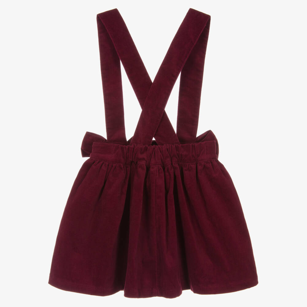 Phi Clothing-Girls Burgundy Red Velvet Skirt | Childrensalon