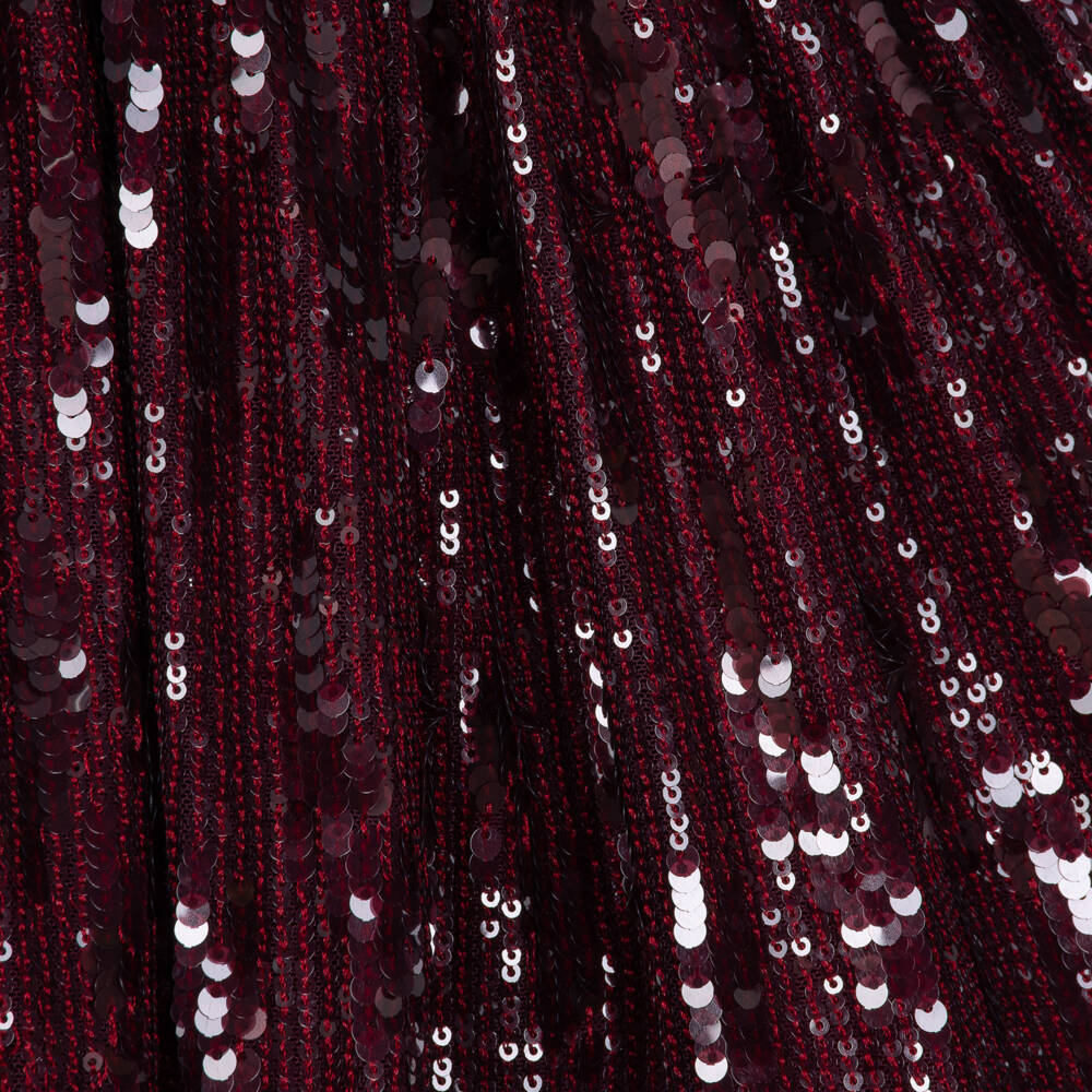 Phi Clothing-Girls Burgundy Sequin Dress with Velvet Bows | Childrensalon