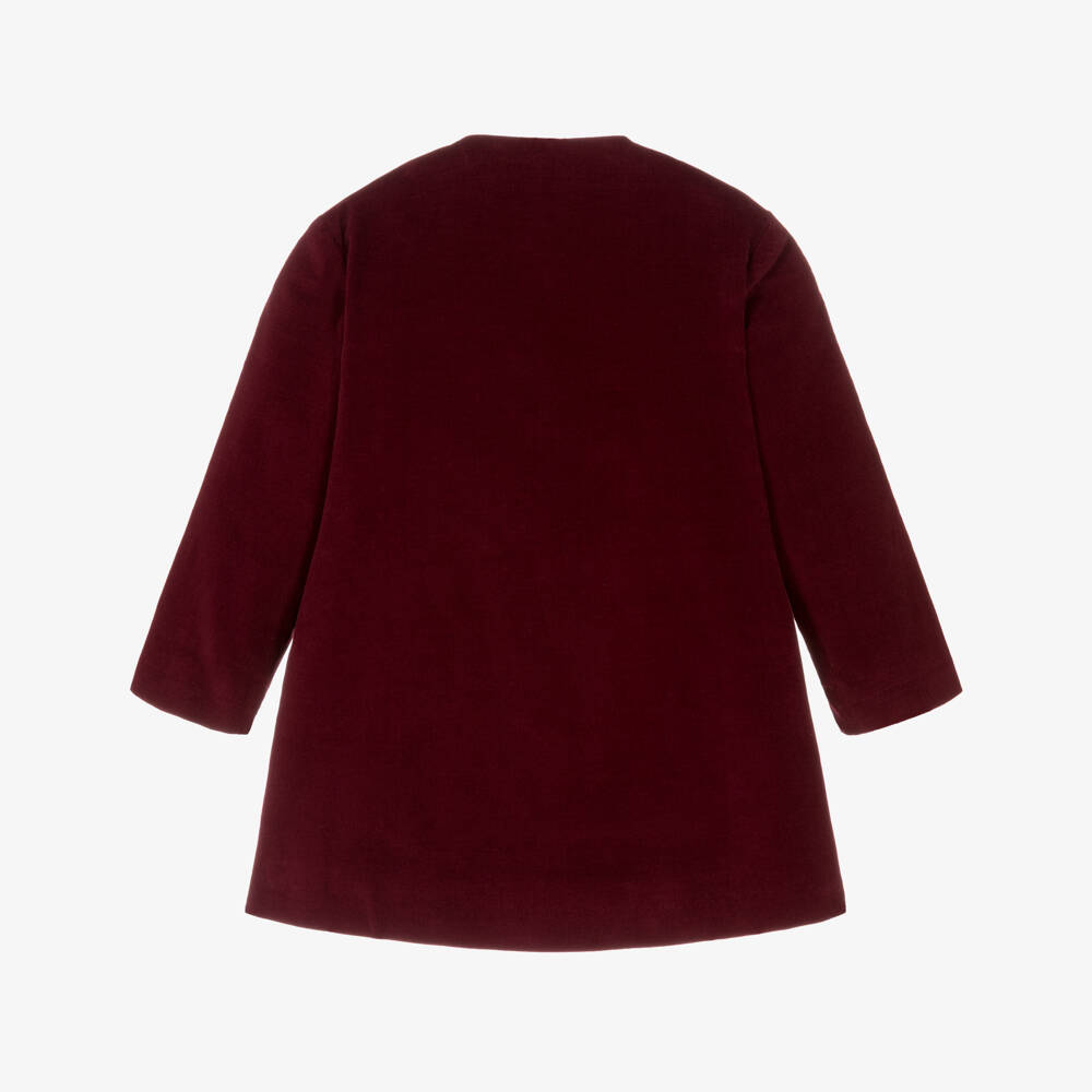 Phi Clothing-Girls Burgundy Velvet Coat with Black Bow | Childrensalon