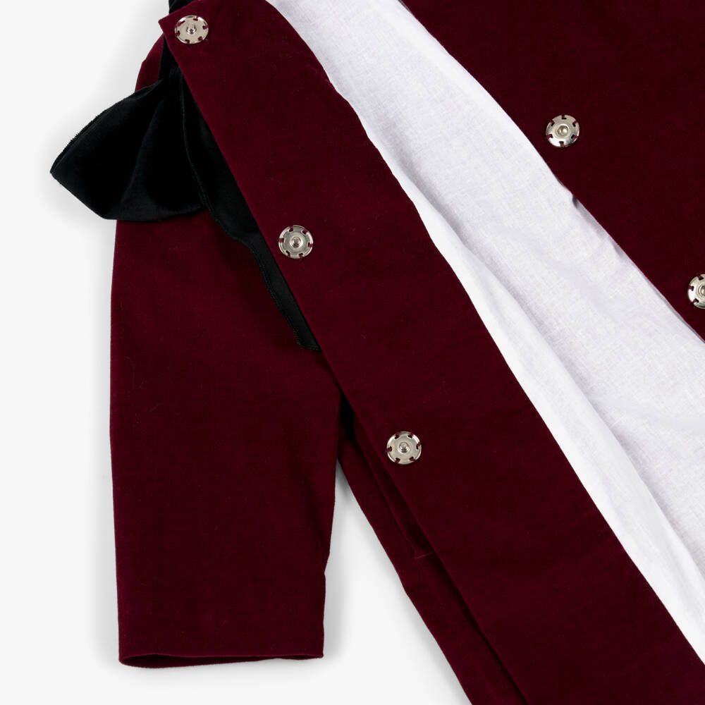 Phi Clothing-Girls Burgundy Velvet Coat with Black Bow | Childrensalon