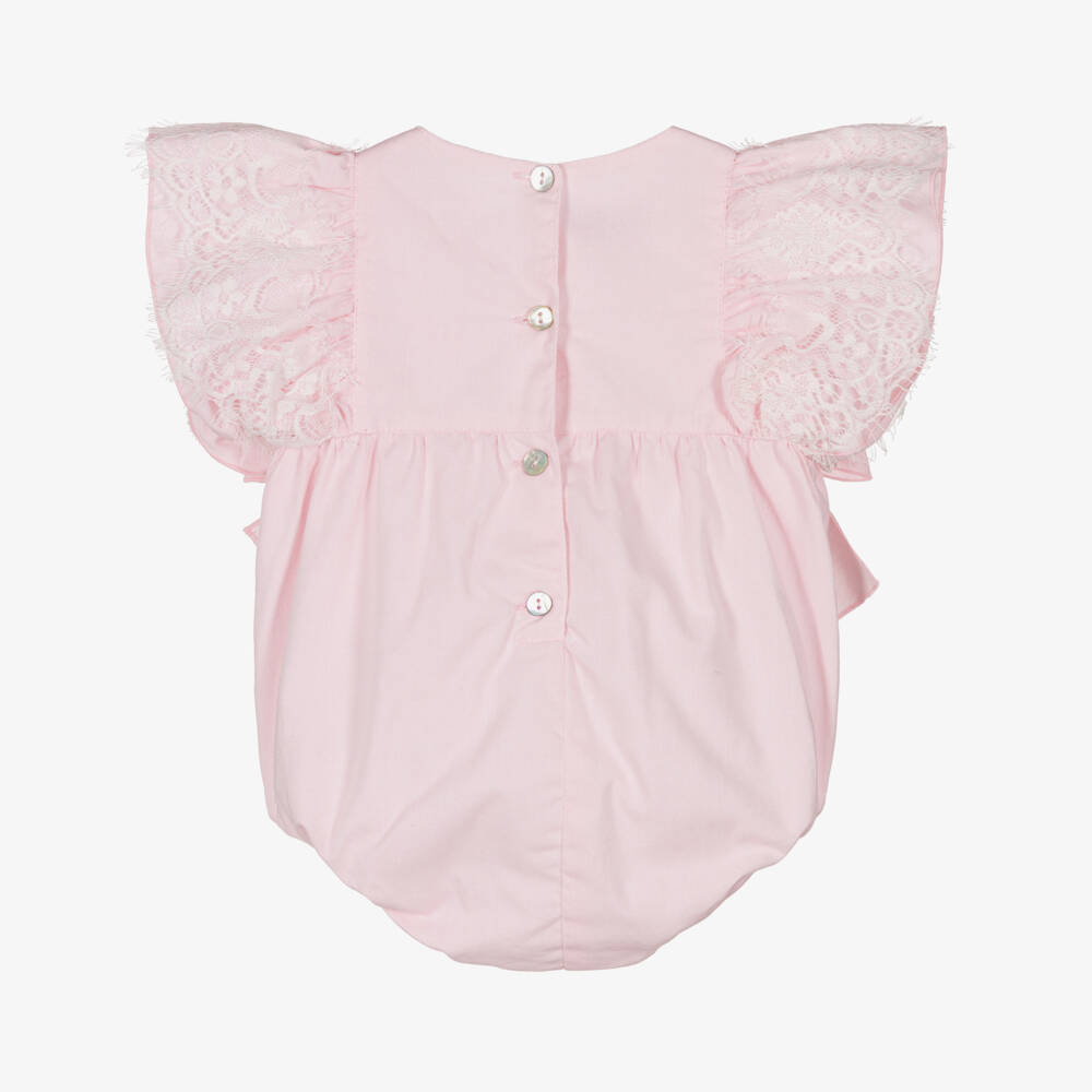 Phi Clothing-Girls Cotton Pink Cotton with Bows & Lace | Childrensalon