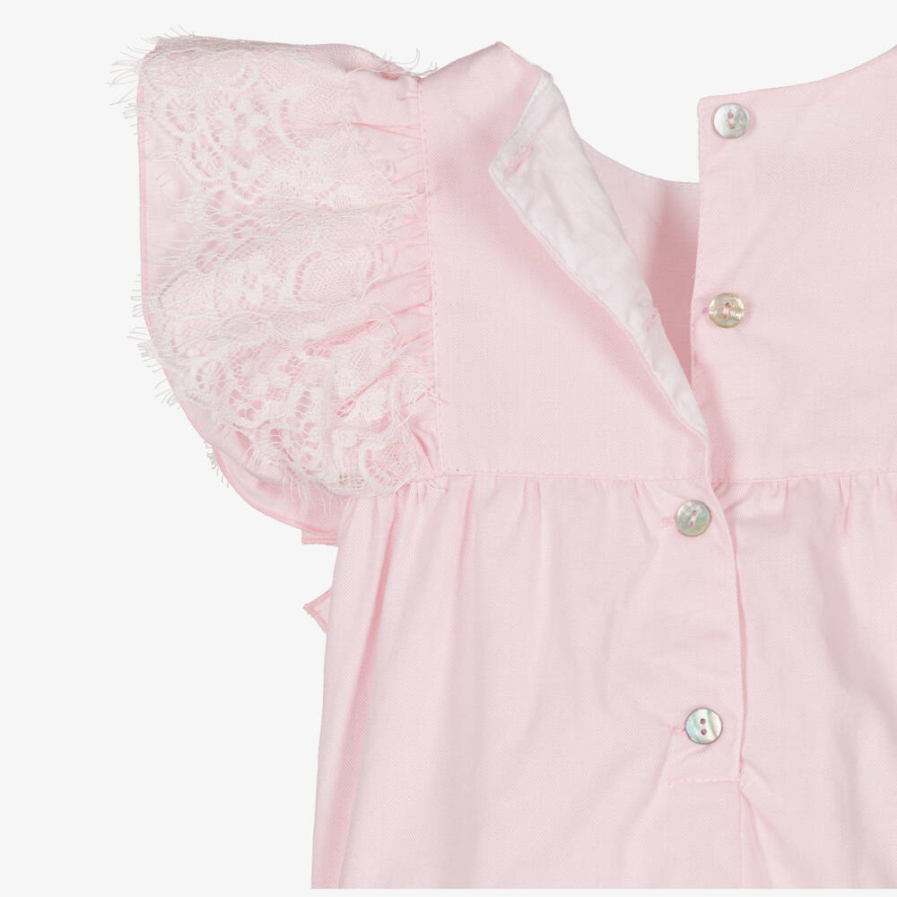 Phi Clothing-Girls Cotton Pink Cotton with Bows & Lace | Childrensalon