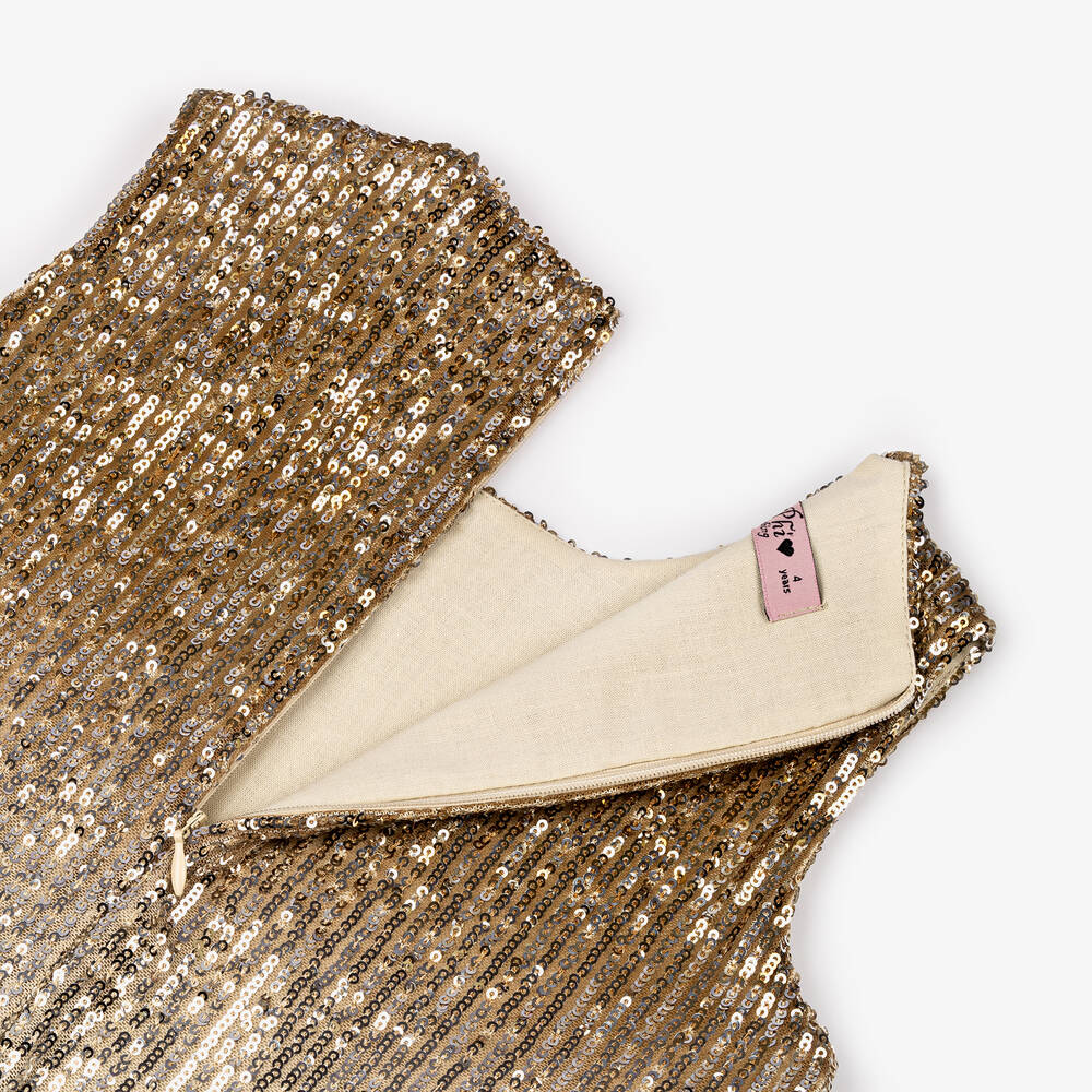 Phi Clothing-Girls Gold Sequinned Dress | Childrensalon