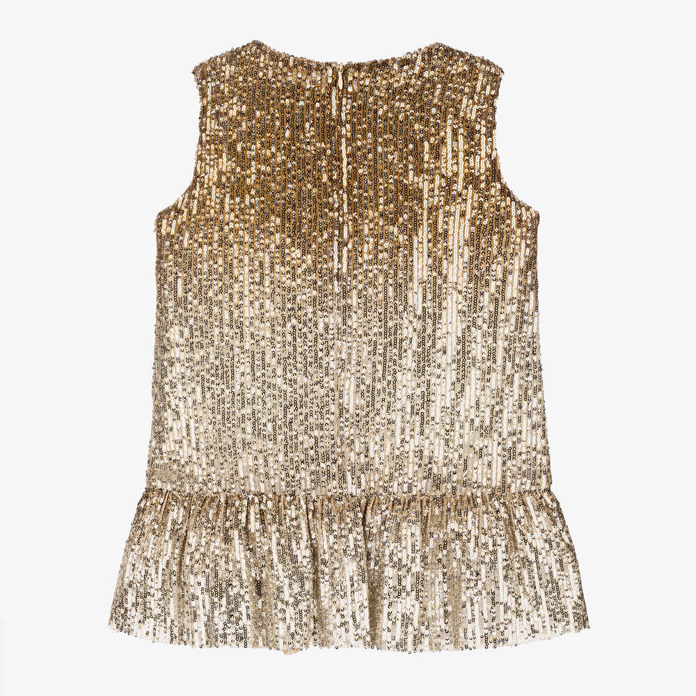 Phi Clothing-Girls Gold Sequinned Dress | Childrensalon