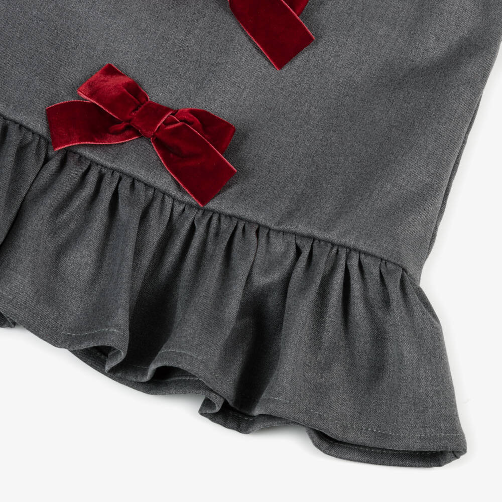 Phi Clothing-Серое платье-сарафан с красными бантами | Childrensalon