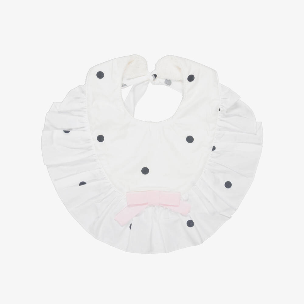 Phi Clothing-Girls Ivory & Black Polka Dot Cotton Bib | Childrensalon