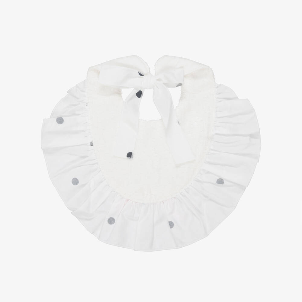 Phi Clothing-Girls Ivory & Black Polka Dot Cotton Bib | Childrensalon