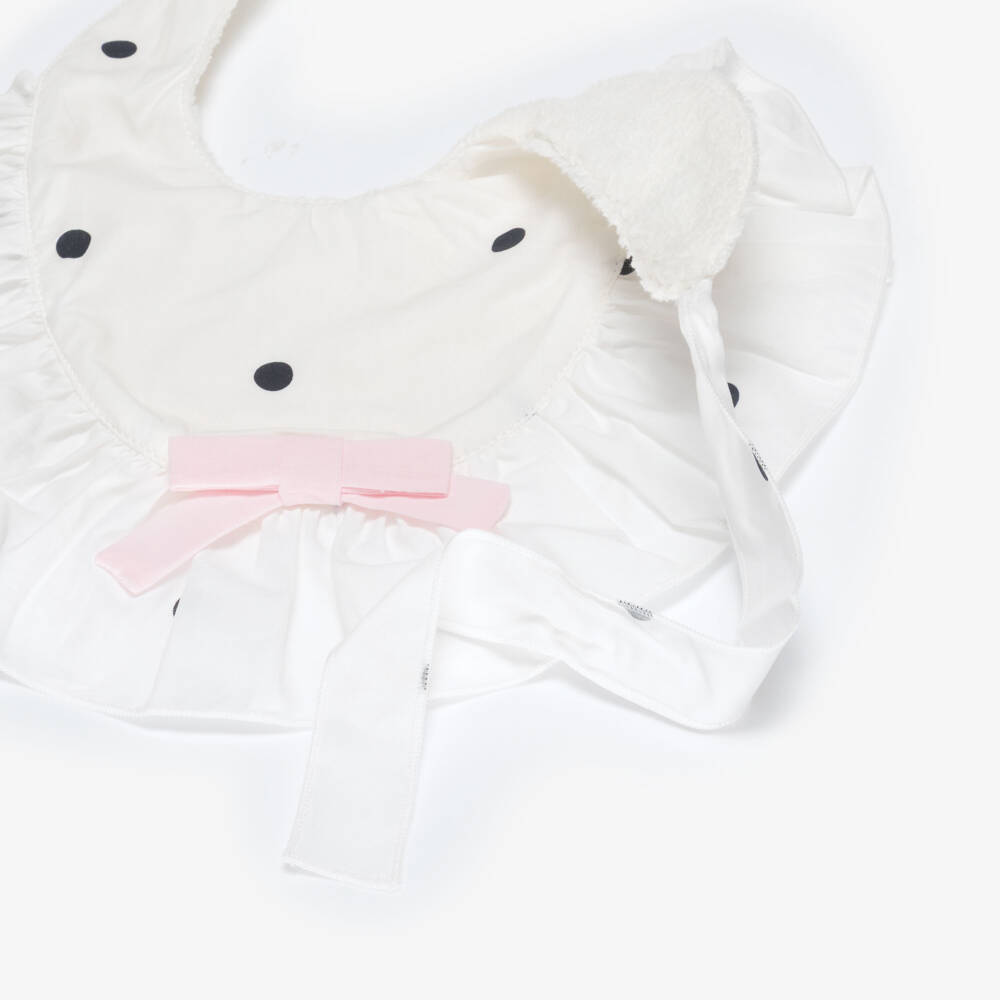 Phi Clothing-Girls Ivory & Black Polka Dot Cotton Bib | Childrensalon