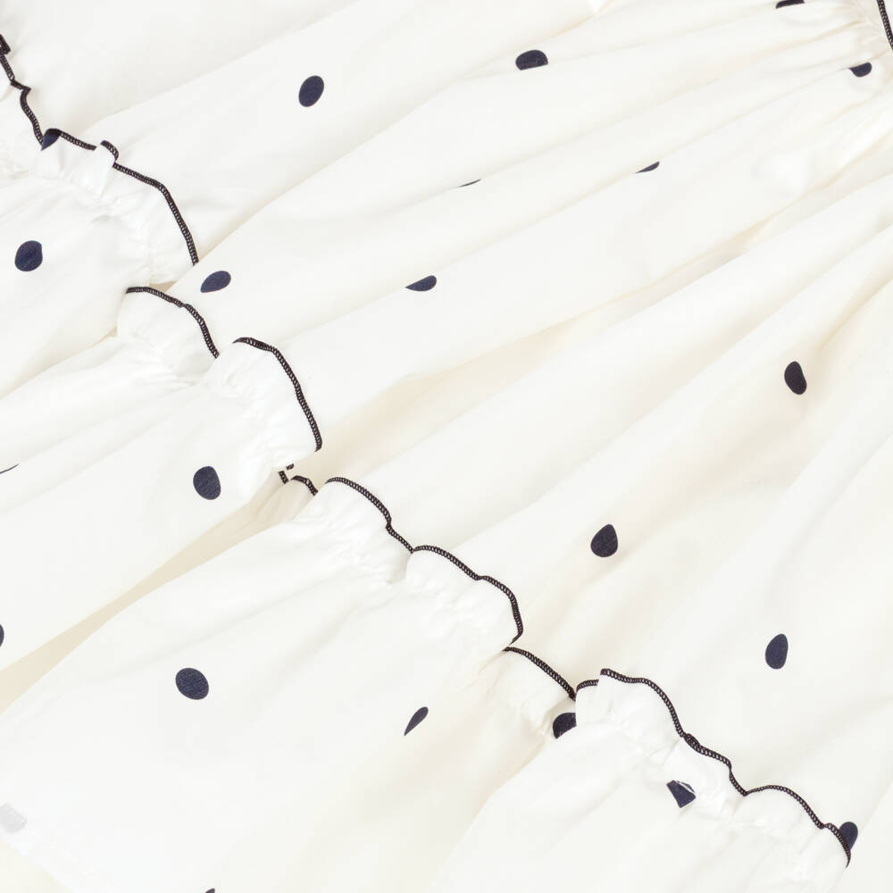 Phi Clothing-Girls Ivory & Black Polka Dot Cotton Dress | Childrensalon