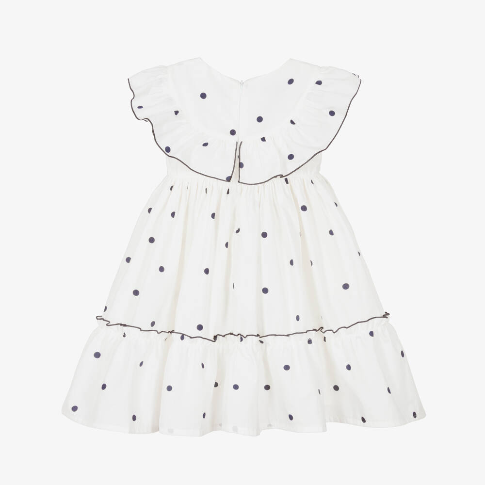 Phi Clothing-Girls Ivory & Black Polka Dot Cotton Dress | Childrensalon