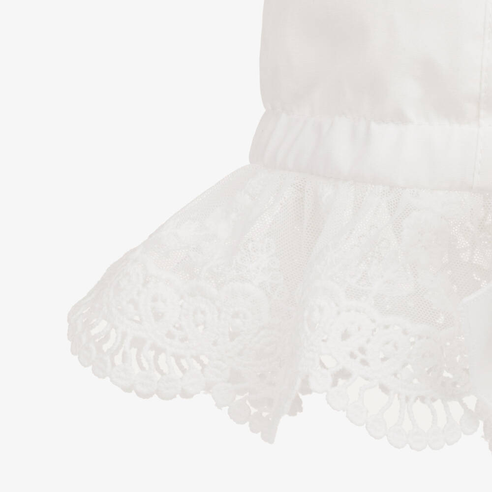 Phi Clothing-قبعة قطن ودانتيل لون عاجي للبنات | Childrensalon